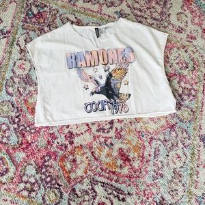Ramones Distressed Crop Top
